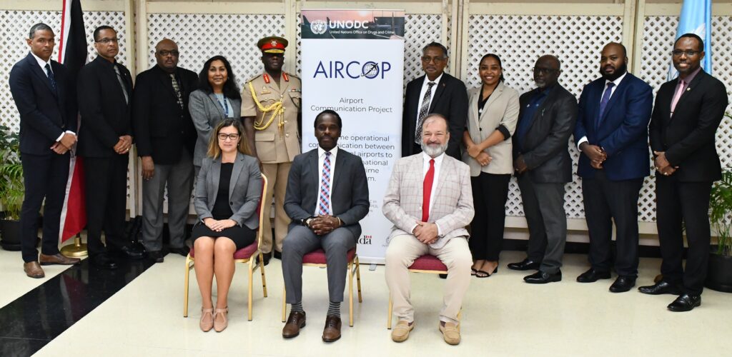 Minister Hinds and Resident Representative of the United Nations, Mr. Gerardo Noto, signs Memorandum of Understanding (MOU) between the United Nations and the Government of the Republic of Trinidad and Tobago for the Airport Communication Project (AIRCOP) on September 30, 2022.