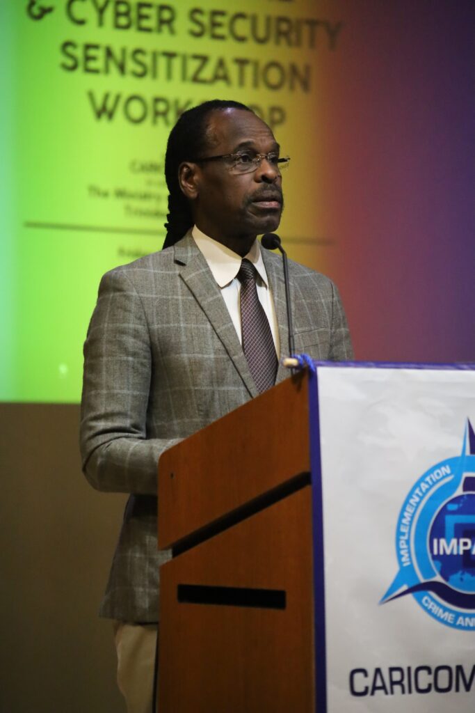 WORKING TOGETHER TO BOLSTER CYBER SECURITY:- Minister of National Security, the Honourable Fitzgerald Hinds M.P. delivered the feature address at the Opening Ceremony for the National Cybercrime and Cyber Security Sensitization Workshop on Friday January 26, 2024.